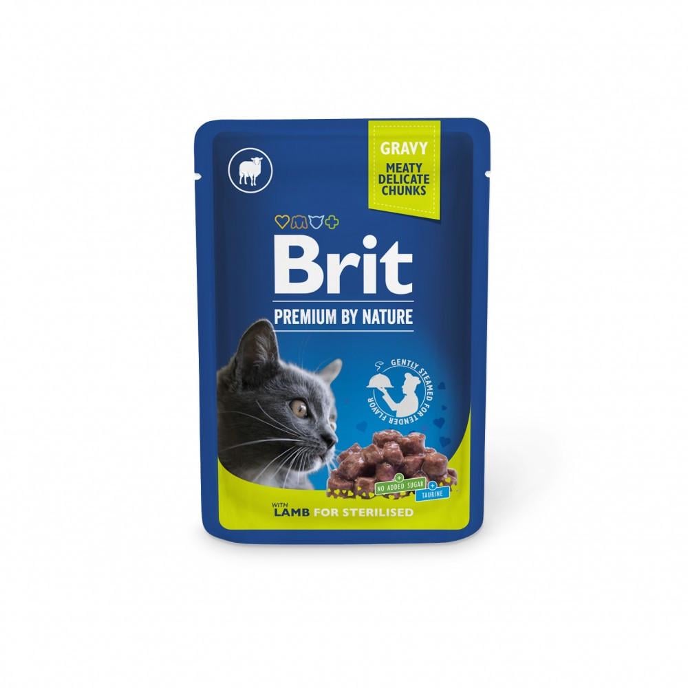 Корм влажный Brit Premium Lamb for Sterilised для стерилизованных кошек ягненок 100 г (34806839)