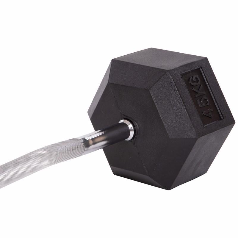 Штанга фиксированная обрезиненная Rubber Hexagon Barbell Zelart TA-6231-45 95 см 45 кг (DR002558) - фото 4