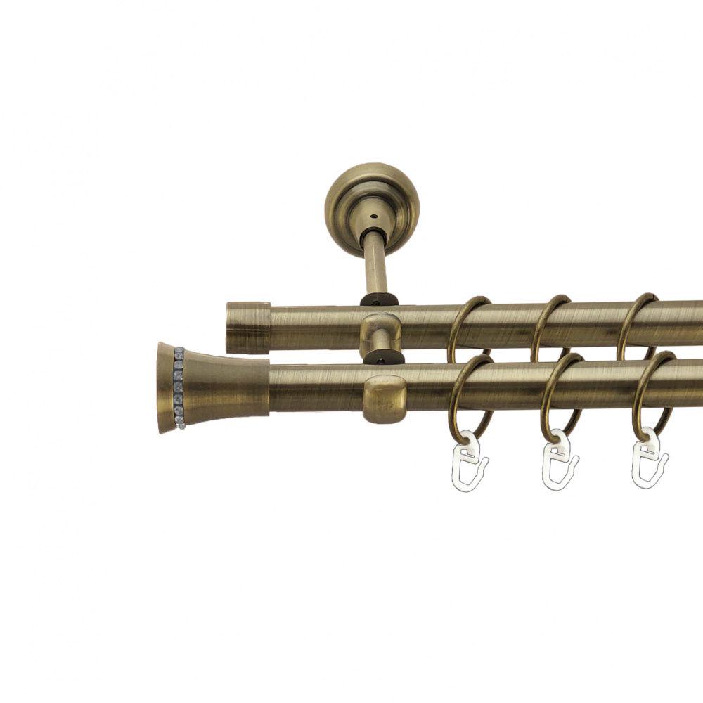Карниз Orvit Монтіфо металевий дворядний відкритий гладка труба кільце металеве 19/19 мм 240 см Антик (4016432)