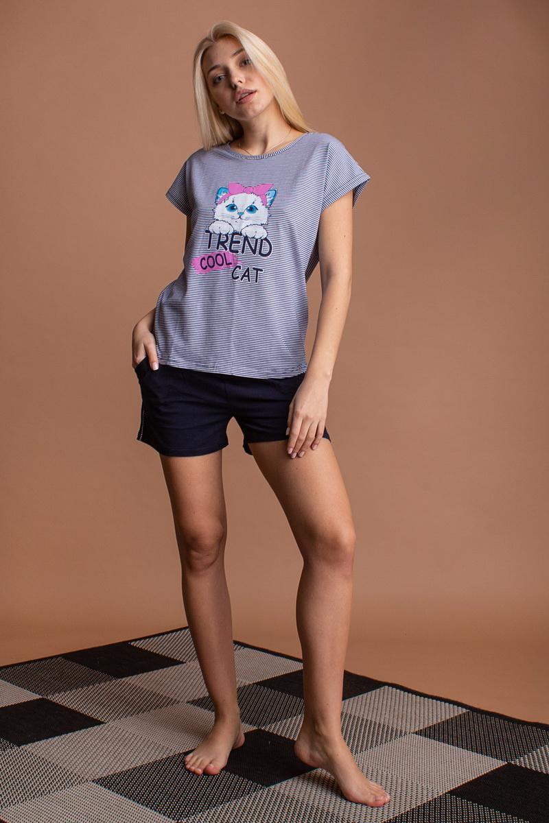 Пижама женская с шортами Fashions Trend cool cat M Черный (80986-ни)