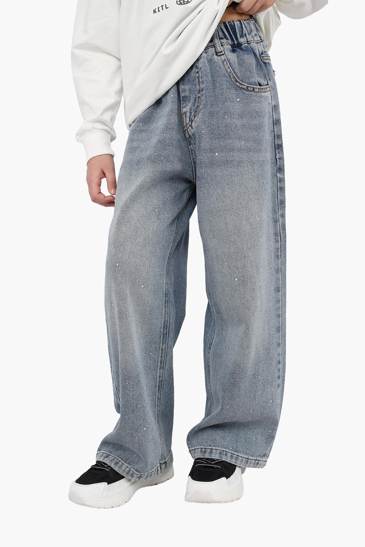 Джинси wide leg для дівчинки 158 см Блакитний (ЦБ -00290307)