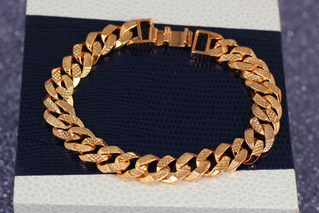 Браслет Xuping Jewelry Панцирный граненый 19 см 10 мм Золотистый (1569375469)