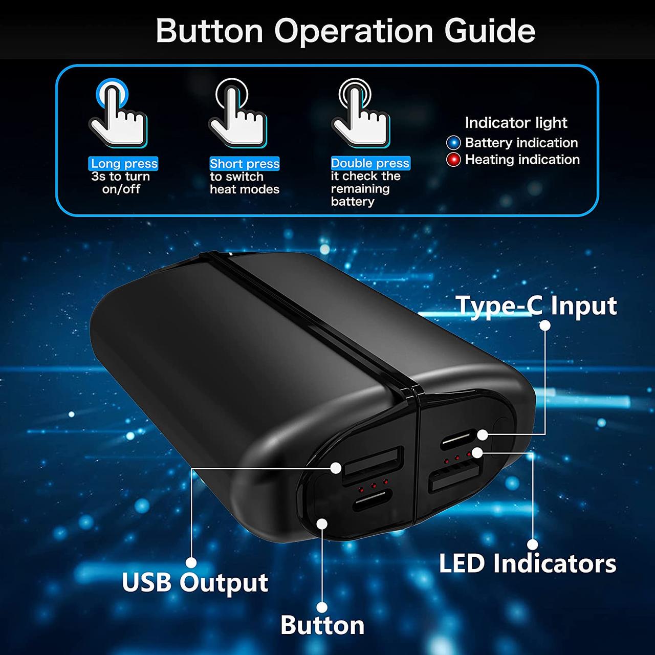 Грілки для рук перезаряджувані 10000 mah 2в1 - фото 2 Грілки для рук перезаряджувані 10000 mah 2в1 - фото 2