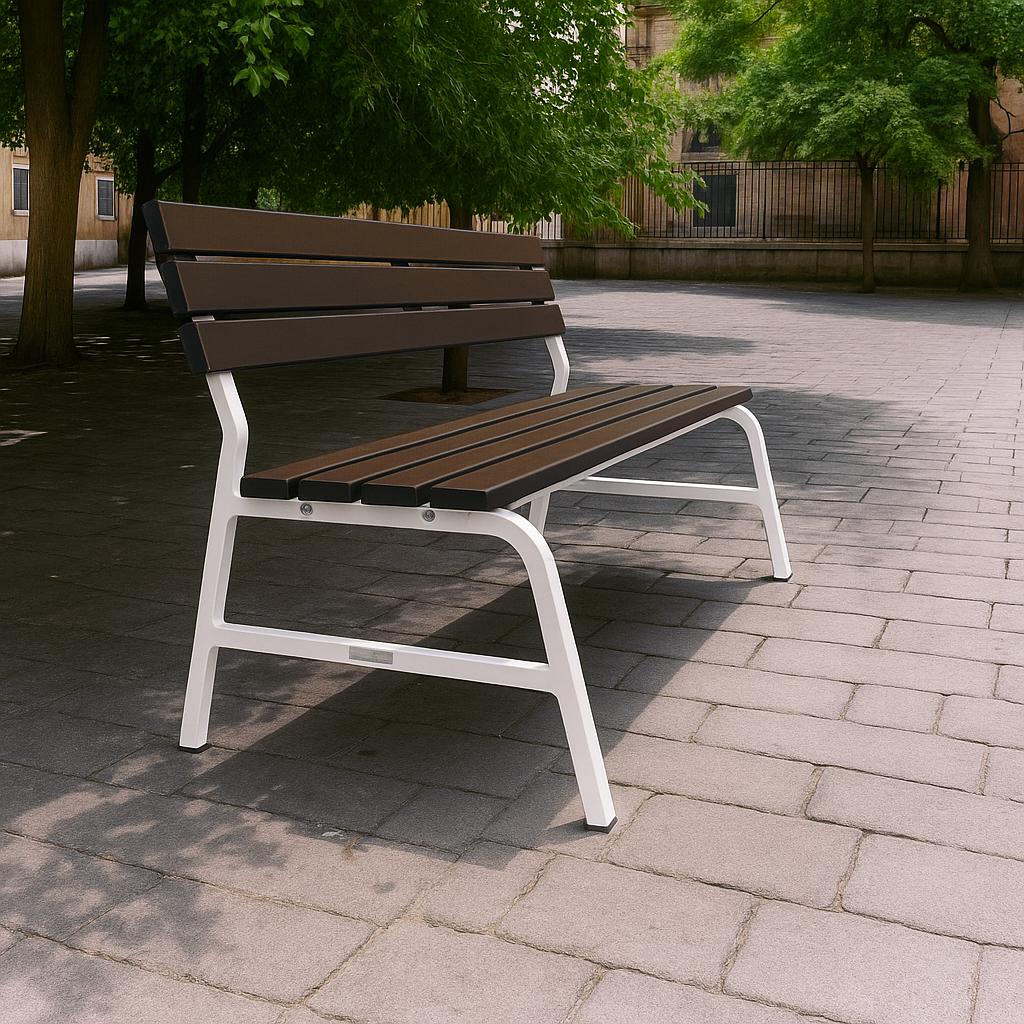 Лавка пластикова ТОБІ ШО для дачі/саду та парку 1504х822х707 мм Коричнево-Білий - фото 1 Лавка пластикова ТОБІ ШО для дачі/саду та парку 1504х822х707 мм Коричнево-Білий - фото 1