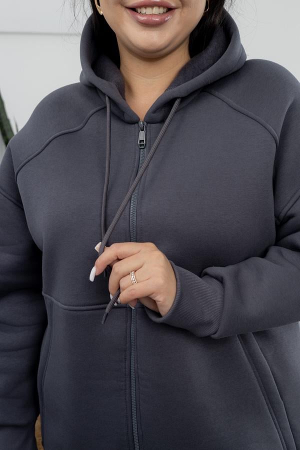 Спортивный костюм женский AKSAN зимняя байковый двойка 6XL Темно-серый (25.2071_dark-gray_58(6XL)) - фото 3