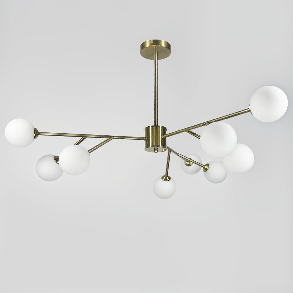 Люстра стельова на 9 білих плафонів Ø 100 см Латунь (AOC 19/9 AB G9) - фото 4