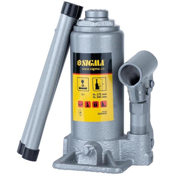 ᐉ Sigma домкрат гидравлический бутылочный 3т H 175-345мм Standard (6106031)