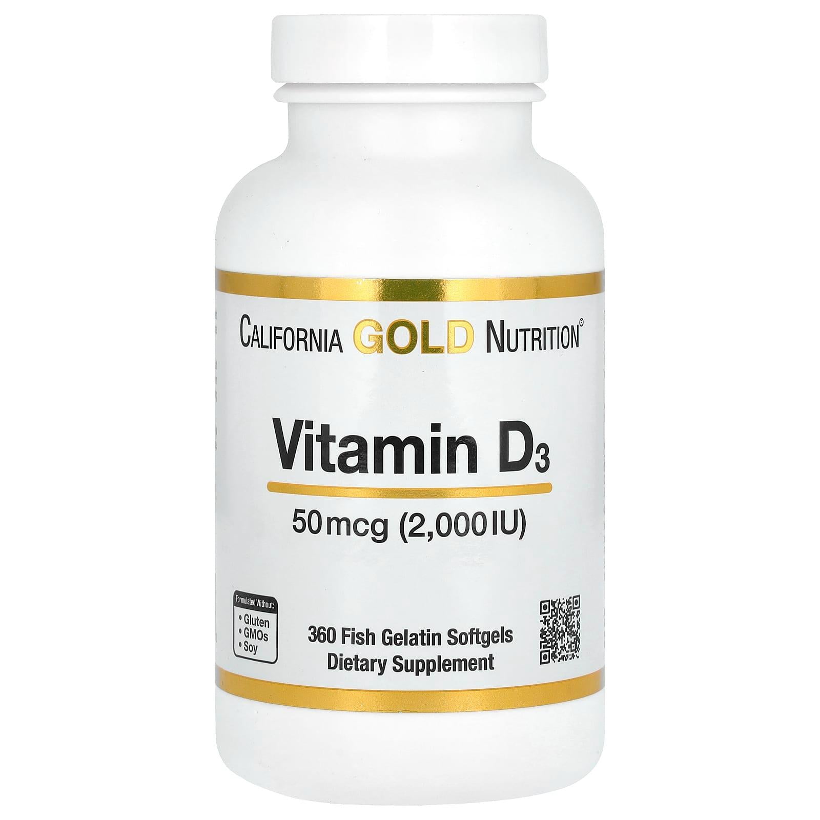 Витамин Д3 California Gold Nutrition Vitamin D3 2000 МЕ для иммунитета 360 мягких капс. (1214905684)