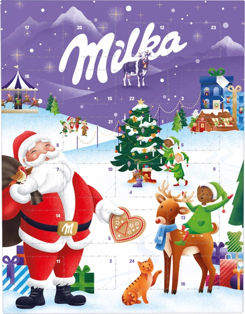 Шоколад молочний Milka Advent з адвент календарем 90 г