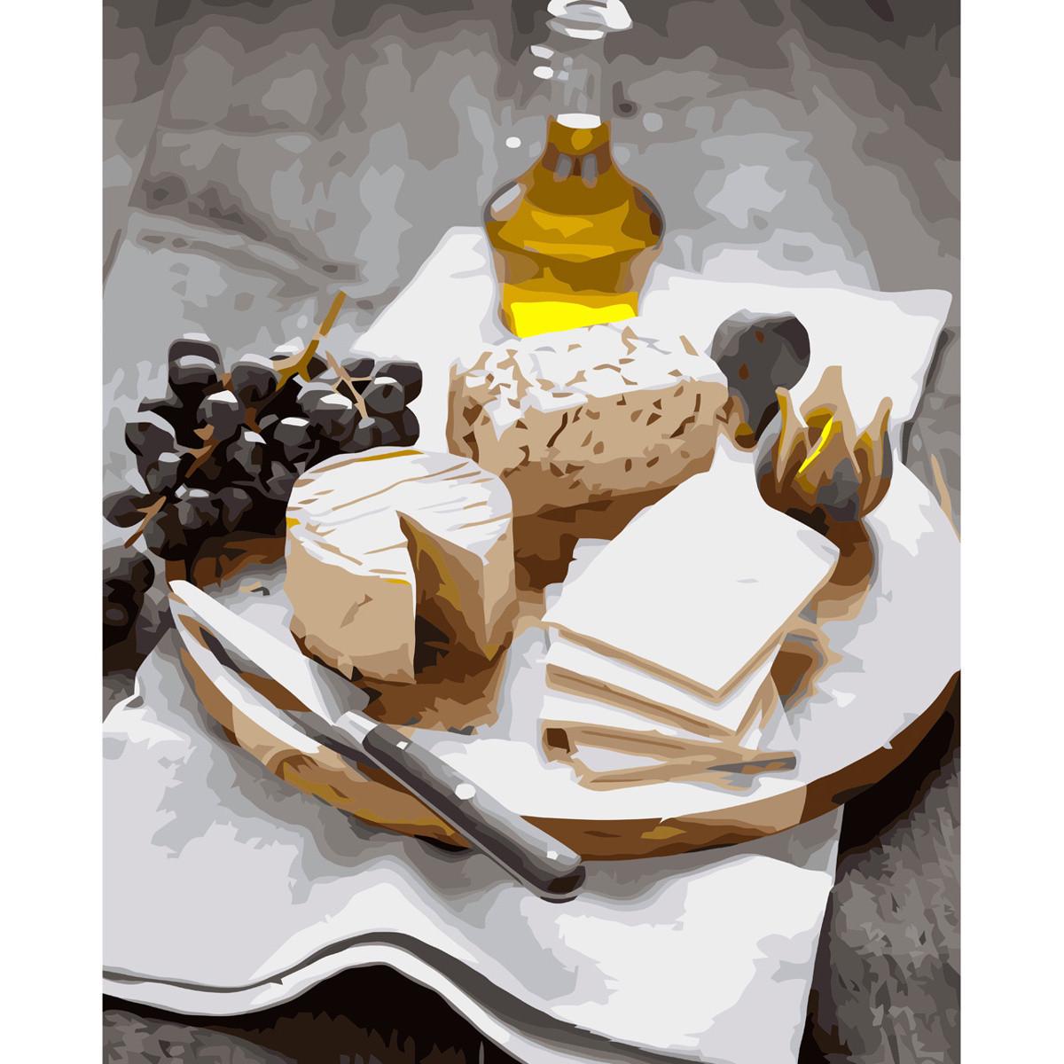 Картина по номерам Strateg Премиум Сырная нарезка с лаком 40х50 см (VA-3677)