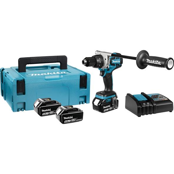 Аккумуляторная дрель-шуруповерт Makita DDF481RT3J LXT + 3 АКБ 5 Ah + З/У + кейс Makpac(18В, 125/60 Нм) электрический ручной бесщеточный шуруповерт (4098)
