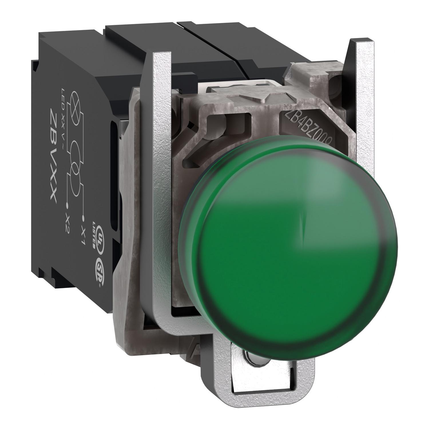 Лампа сигнальна Schneider Electric Harmony XB4 22 мм 400V AC LED Зелений (XB4BV5B3)