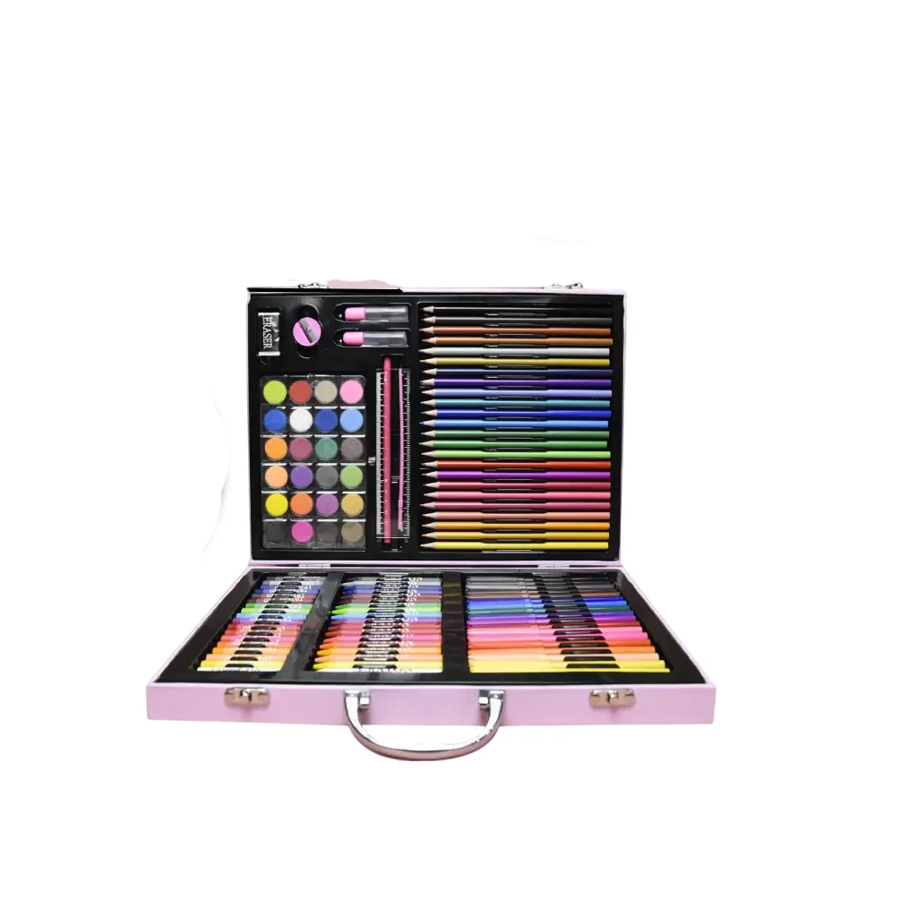 Детский набор для рисования и творчества 128 предметов в кейсе Художественный чемодан для девочек Розовый TC