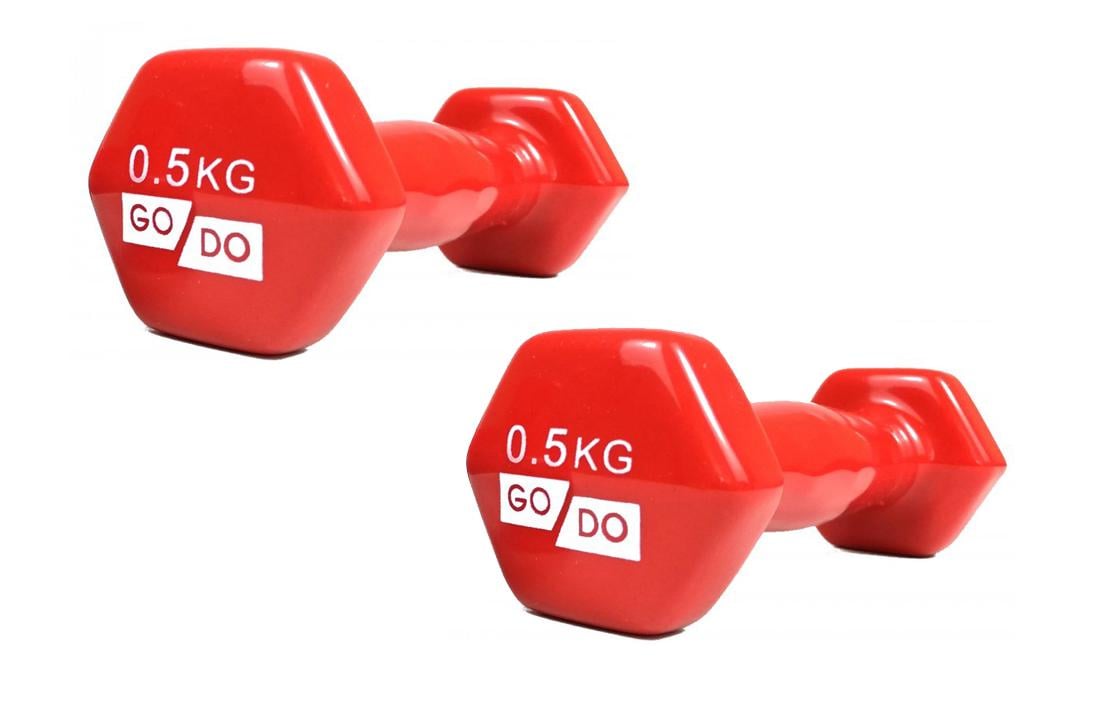 Гантелі з вініловим покриттям Go Do для фітнесу йоги тренувань 05 кг 2 шт. Червоний - фото 1 Гантелі з вініловим покриттям Go Do для фітнесу йоги тренувань 05 кг 2 шт. Червоний - фото 1