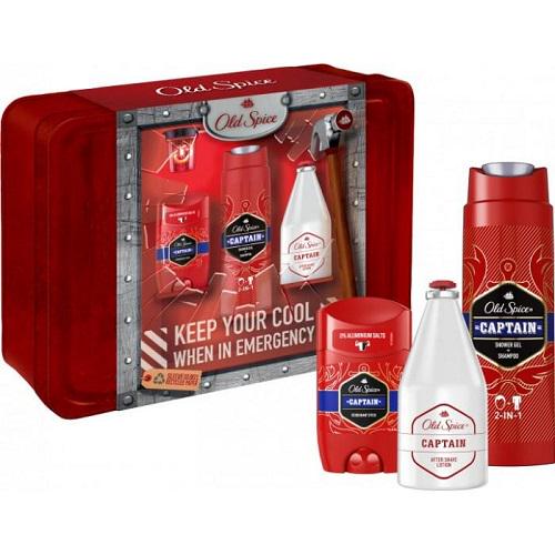 Подарочный набор для мужчин Old Spice Captain твердый дезодорант 50 мл/гель для душа 250 мл/лосьон после бритья 100 мл (415795)