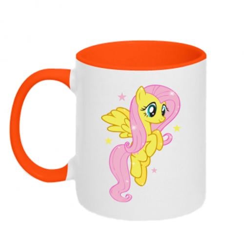Чашка керамическая двухцветная Fluttershy 320 мл Оранжевый с белым (422096-36-45603)