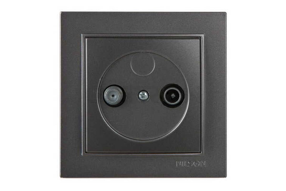 Розетка Nilson Thor одинарна TV-SAT кінцева Антрацит (27161037)