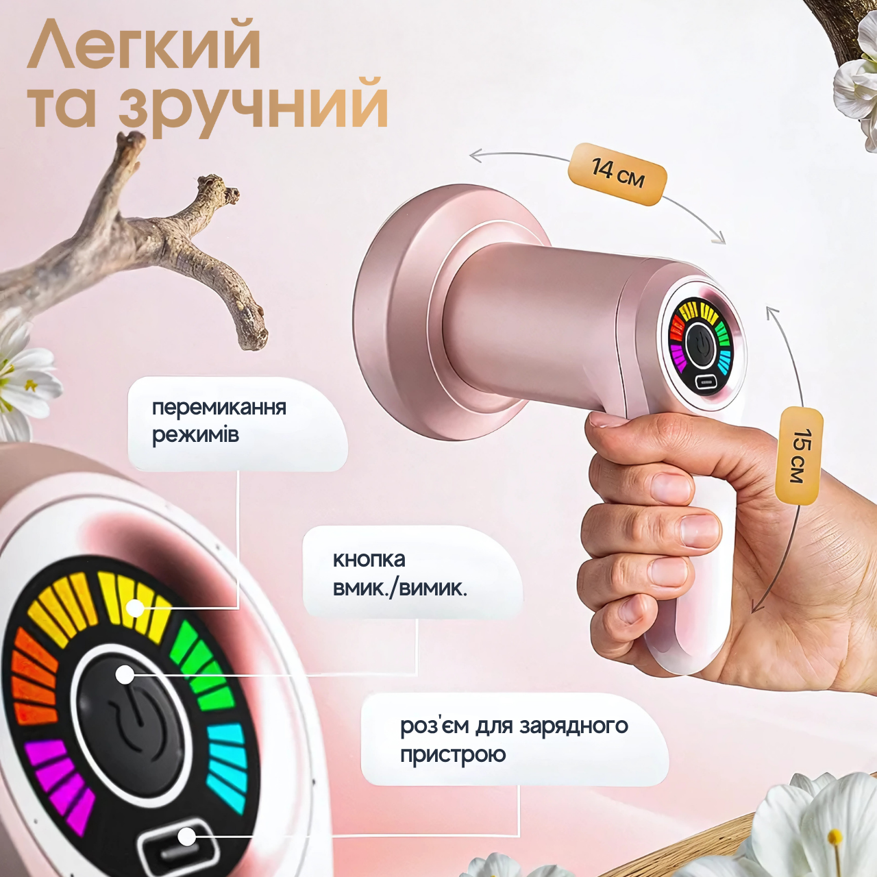 Вибромассажер ручной для мышц тела рук и ног 5 насадок Розовый (7579807111) - фото 9 Вибромассажер ручной для мышц тела рук и ног 5 насадок Розовый (7579807111) - фото 9