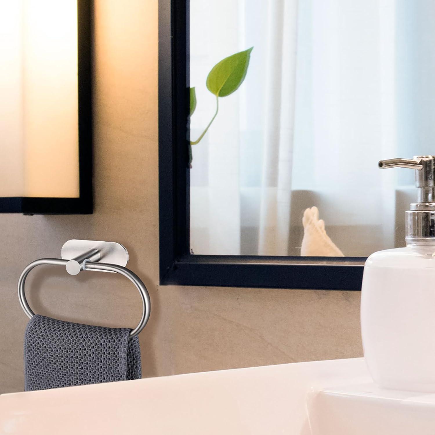 Тримач-кільце для рушників самоклеючий з нержавіючої сталі Сріблястий (2744675042) - фото 5 Тримач-кільце для рушників самоклеючий з нержавіючої сталі Сріблястий (2744675042) - фото 5