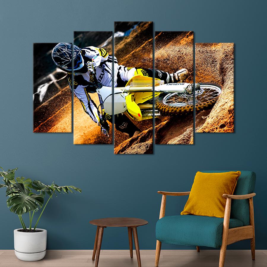 Картина Автомобиль Крутой гонщик на мотоцикле 137x85 см (A1216-5)