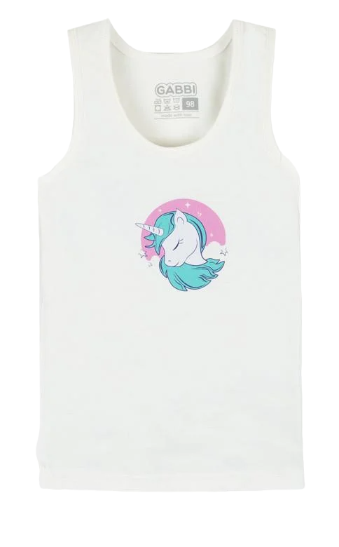 Майка детская для девочки на широких бретелях Gabbi MKD-21-5 110 см Молочный (13106)