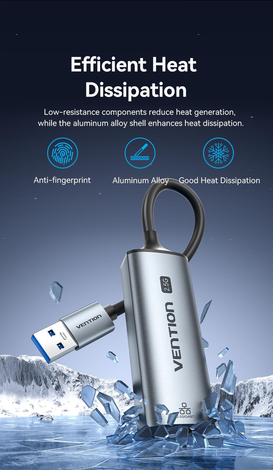 Адаптер USB-C Vention USB RJ45 0.15 м Серый (CFSHB) - фото 7