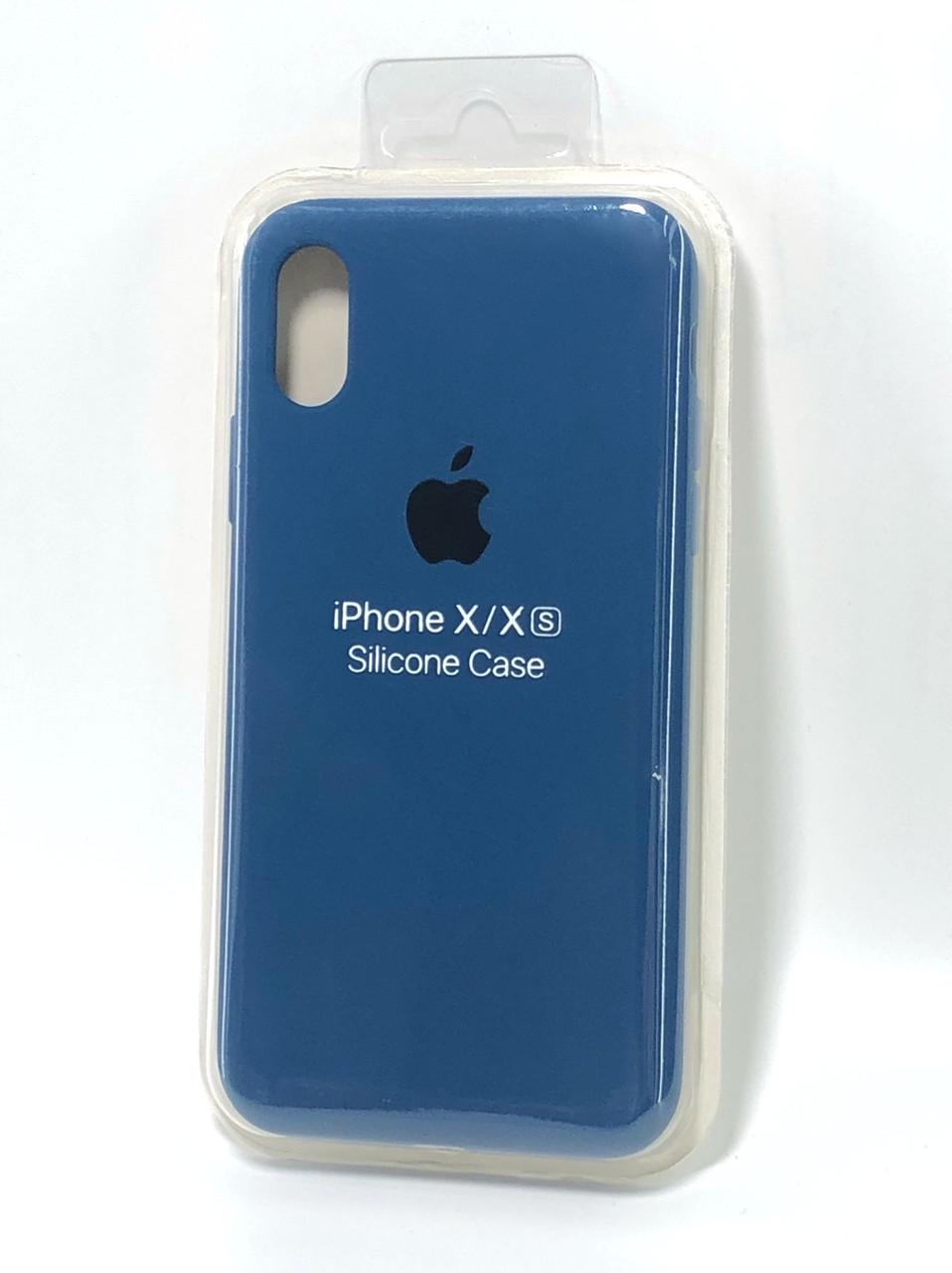 Чехол для телефона iPhone X/XS Silicone Case FULL №36 saphire - фото 1