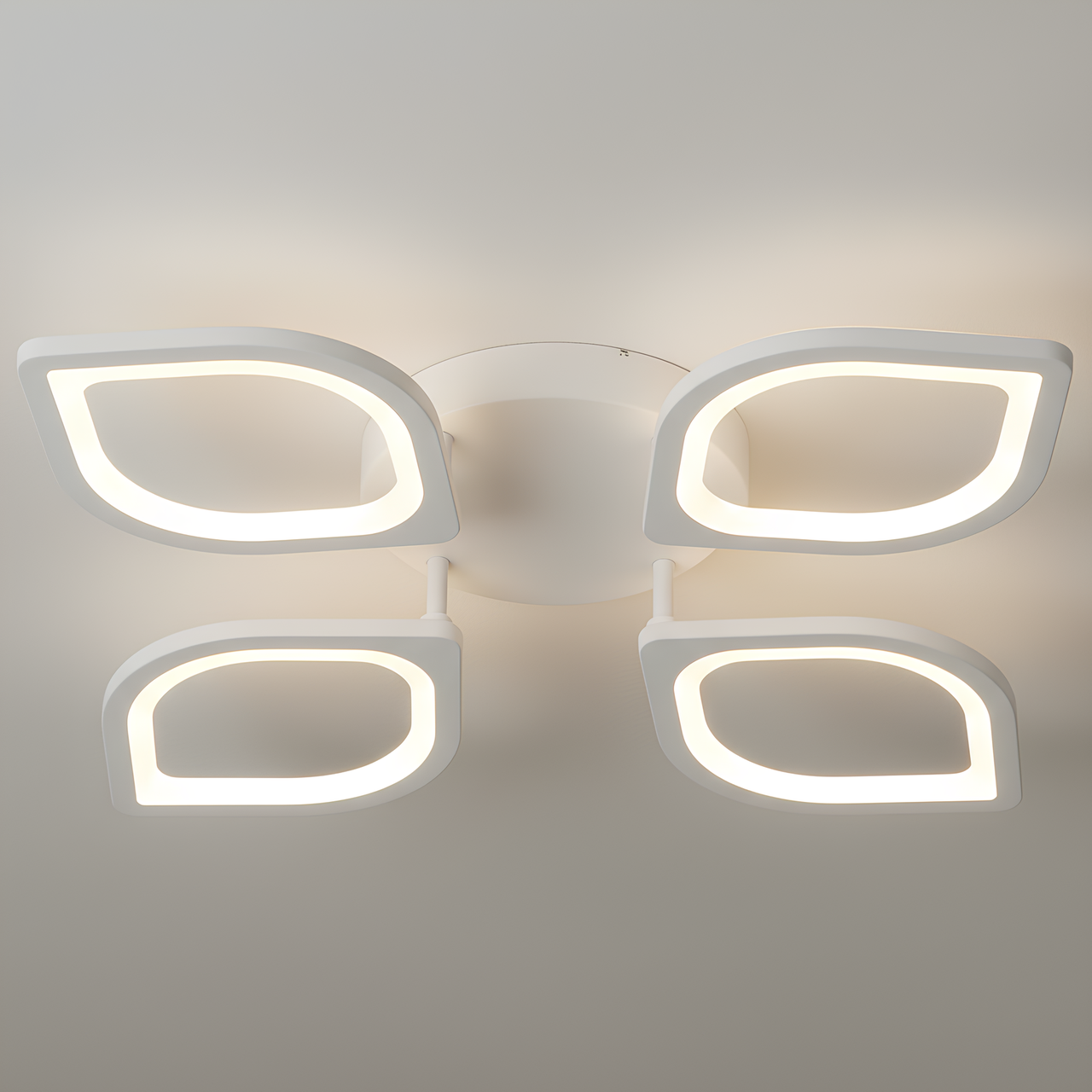 Люстра светодиодная Valeso 80W с пультом на четыре фигурных плафона 3000-6500K Белый (G 2713/4 WT)