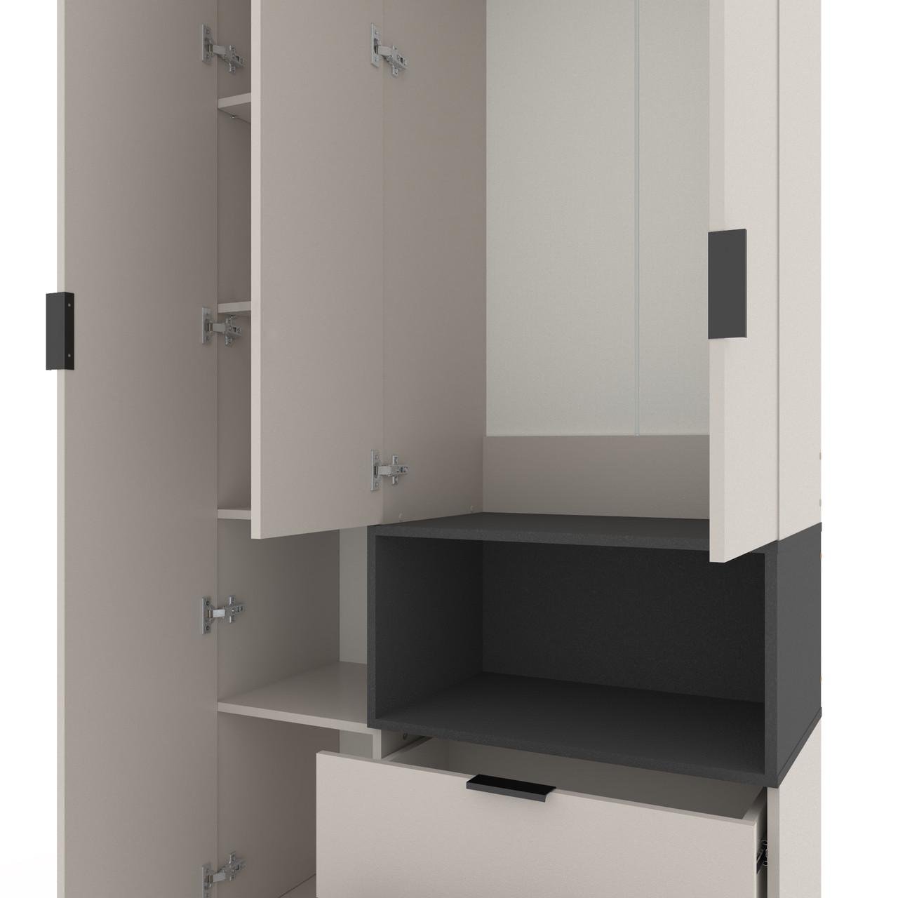 Шафа Metkas Home A002R ЛДСП 1000x420x2300 мм Кашемір/Антрацитовий - фото 3 Шафа Metkas Home A002R ЛДСП 1000x420x2300 мм Кашемір/Антрацитовий - фото 3