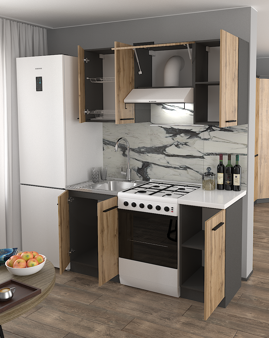 Кухонний набір Ліна 5 тумб у комплекті 1,6 м - фото 3 Кухонний набір Ліна 5 тумб у комплекті 1,6 м - фото 3