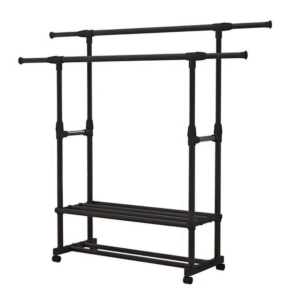 Стійка для одягу та взуття Clothes Rack Double CR-07 телескопічна подвійна Чорний (SS-11) - фото 1