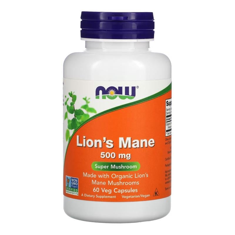 Гериций ежовый NOW Lion's Mane 500 мг 60 вега-капс. (22671-01)