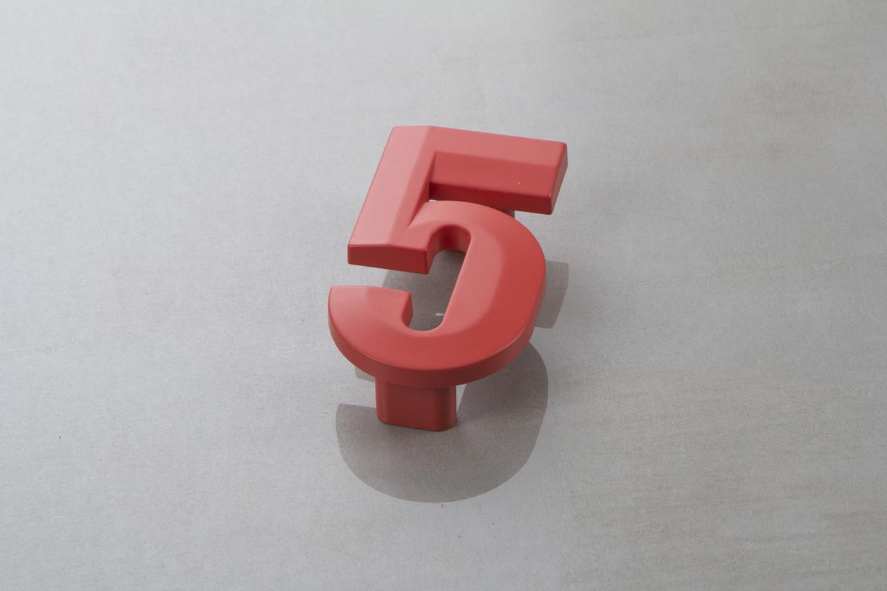 Мебельная ручка Poliplast цифра пятерка РП-5 Красный глянцевый (16399)