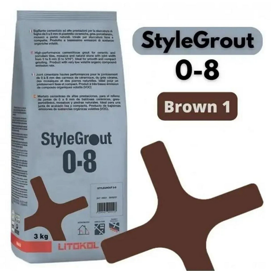 Затирка для плитки цементна Litokol StyleGrout 0-8 3 кг Brown 1 (SG08BRW10063)