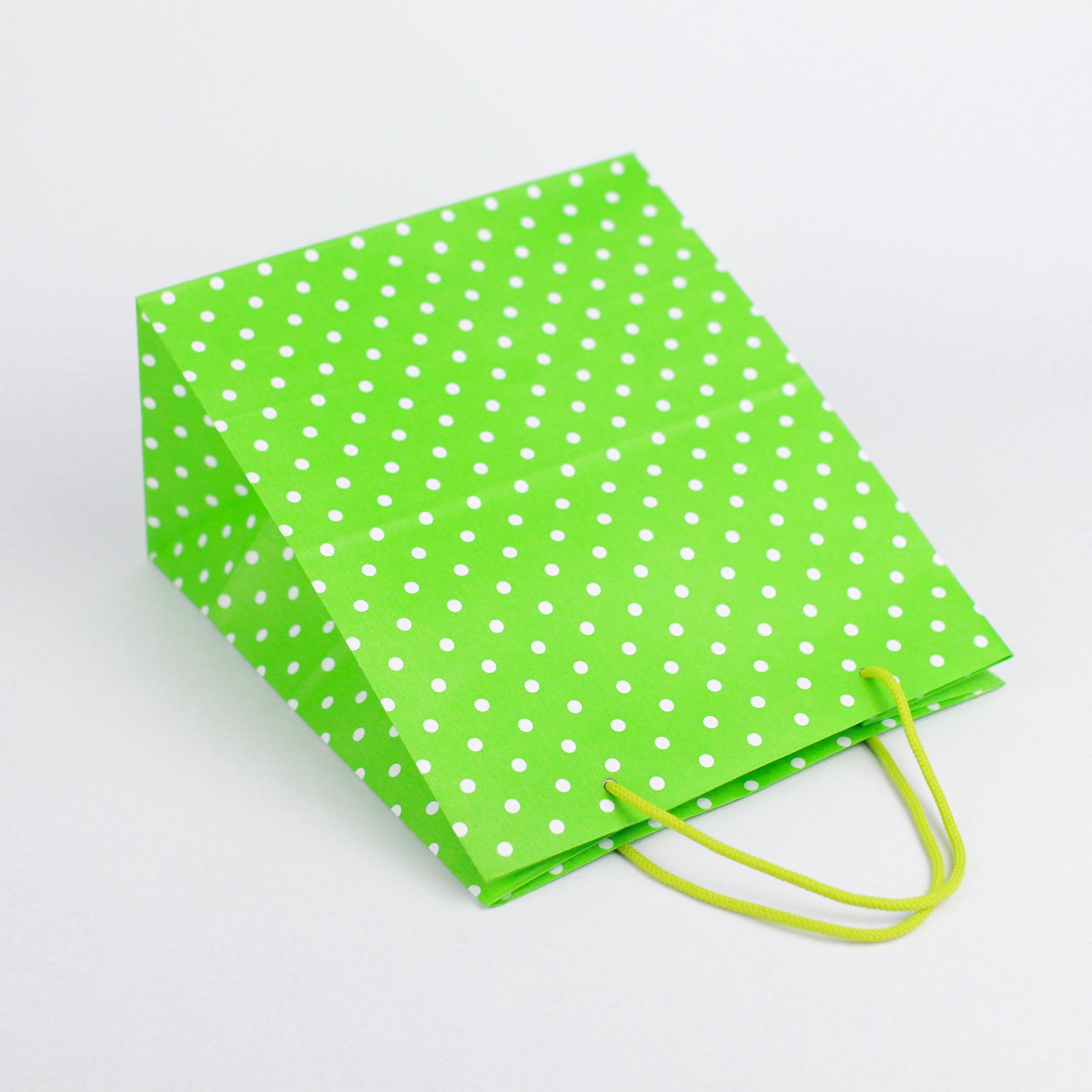 Пакет у горошок подарунковий із ручками 20 шт. 260х150х320 мм Зелений - фото 3 Пакет у горошок подарунковий із ручками 20 шт. 260х150х320 мм Зелений - фото 3
