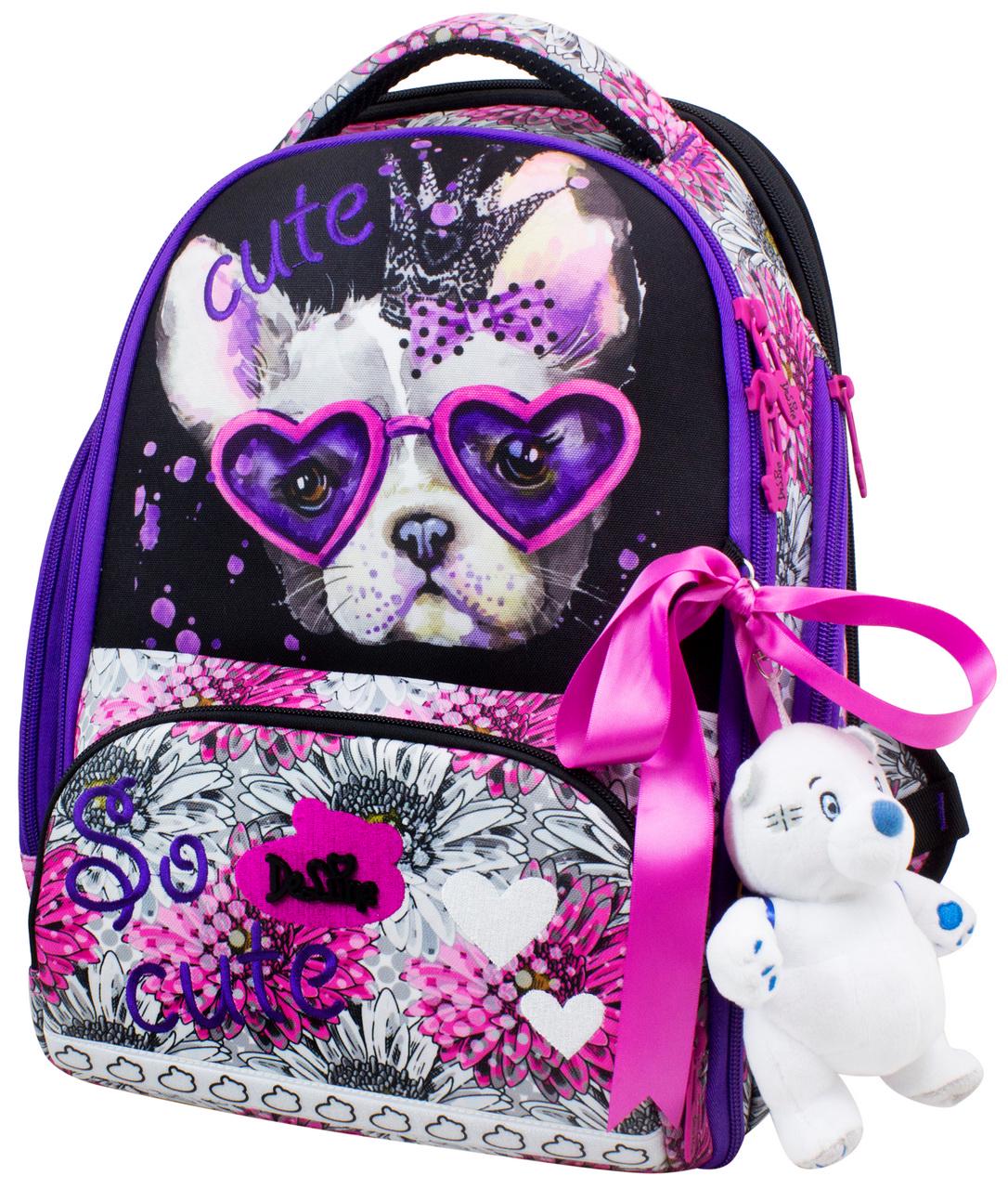 Рюкзак школьный DeLune 10-001 для девочек Серый/Розовый