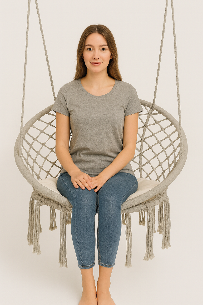 Кресло-качеля подвесное плетеное круглое WCG с мягкой подушкой 80 см Белый (QNSW01WH) - фото 2 Кресло-качеля подвесное плетеное круглое WCG с мягкой подушкой 80 см Белый (QNSW01WH) - фото 2