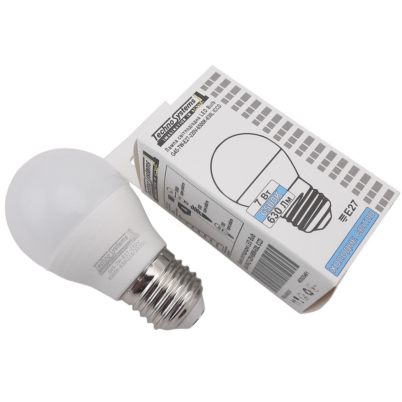 Лампа світлодіодна TechnoSystems Bulb G45 7Вт E27 6500K 630Лм ICCD (5000251) - фото 5