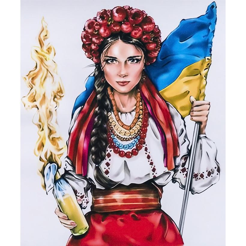 Алмазная мозаика Патриотка Украинка 5D полна на подрамнике 40х50 см (IMAGE12)