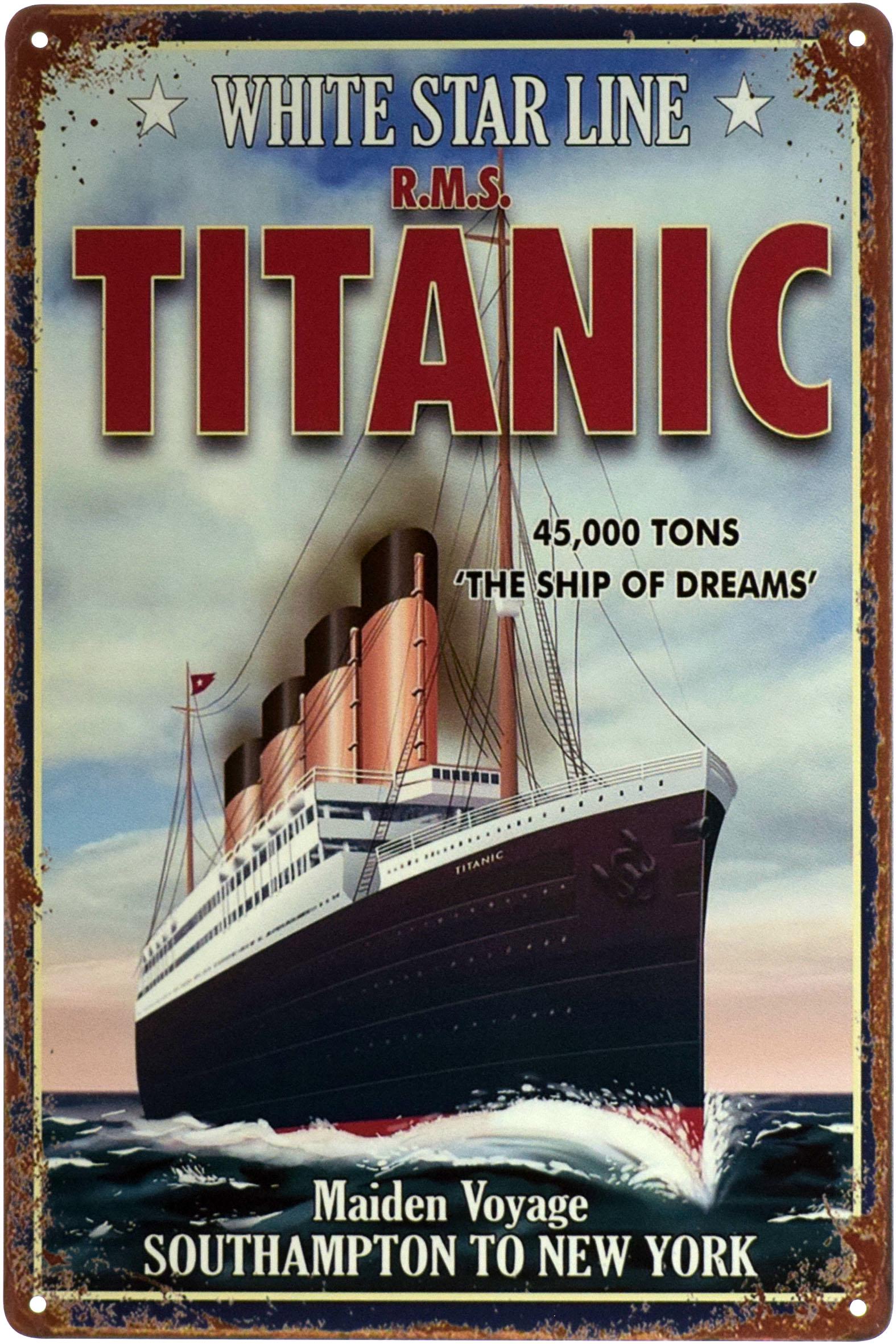 Табличка металлическая Титаник/White Star Line RMS Titanic 20x30 см