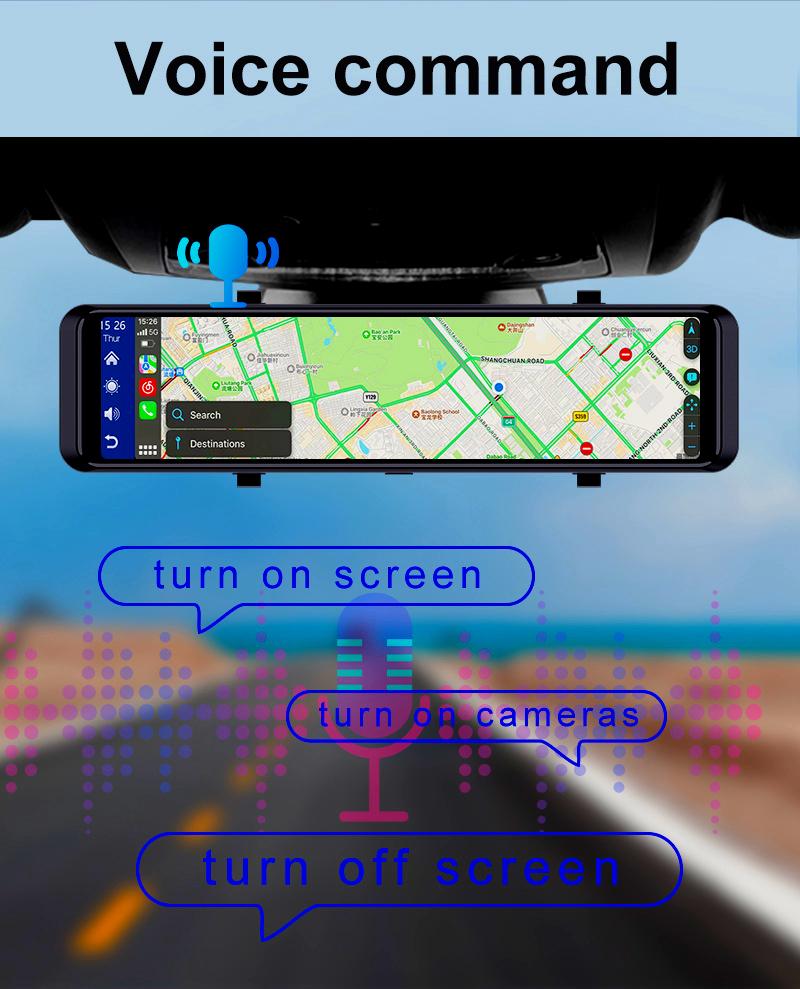 Видеорегистратор DVR C109 10,26" 2 камеры BT/FM-transmit/AUX/Android Auto/CarPlay (24240143) - фото 5
