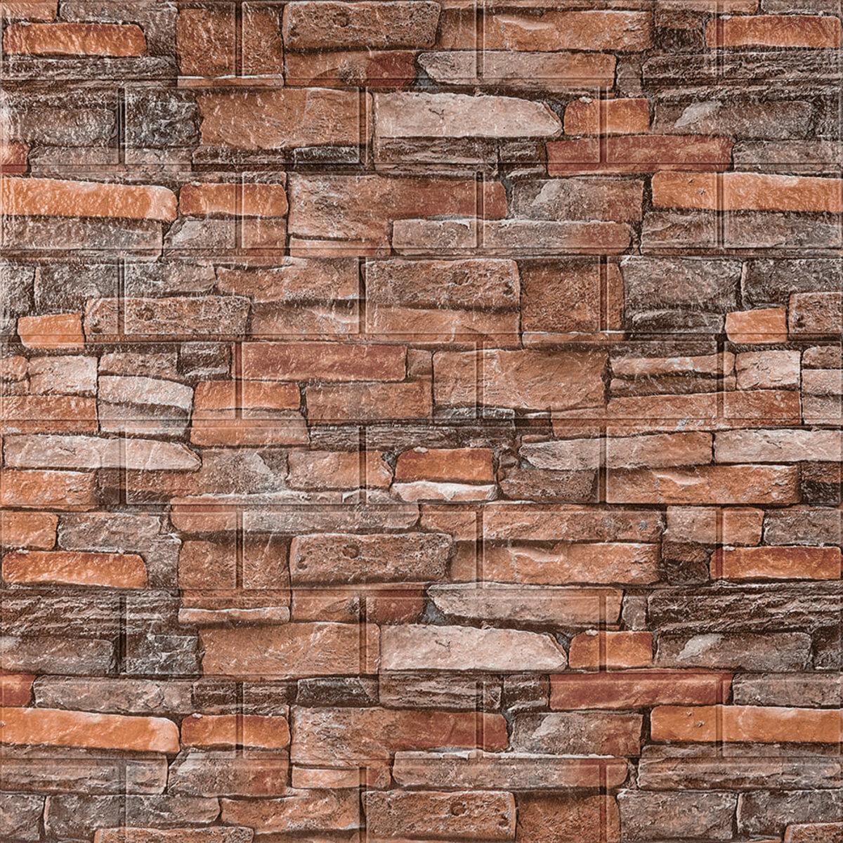 3D-панель самоклеящаяся под камень песчаник 700x770x3 мм Красный (SW-00001319)