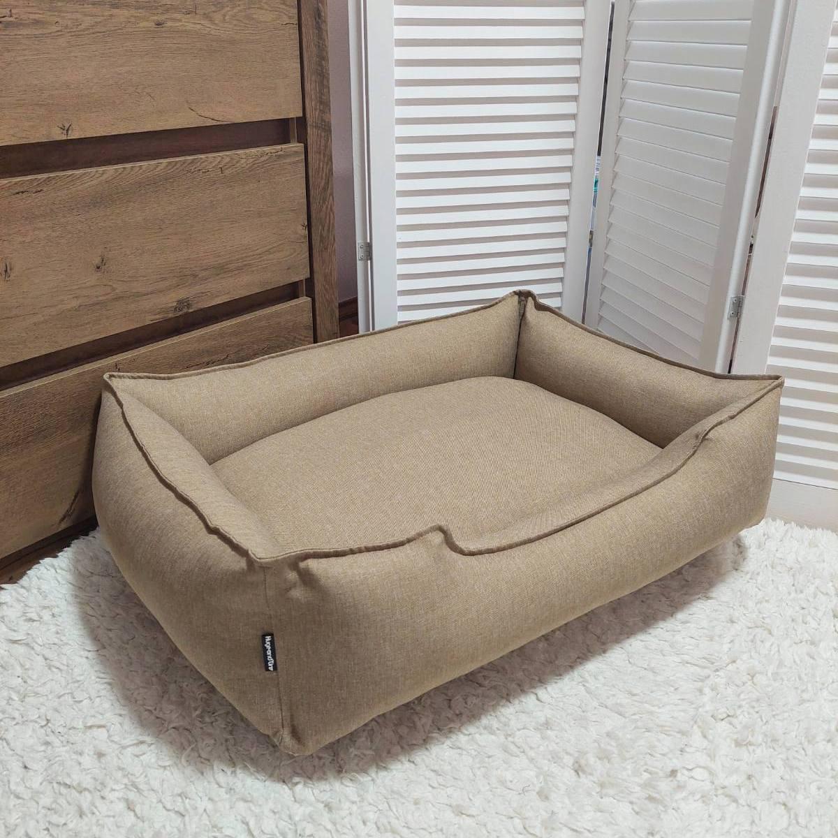 Лежак для собак со съемным чехлом и бортами Huge and Tiny 90x80x22 см Песочный (065) - фото 6