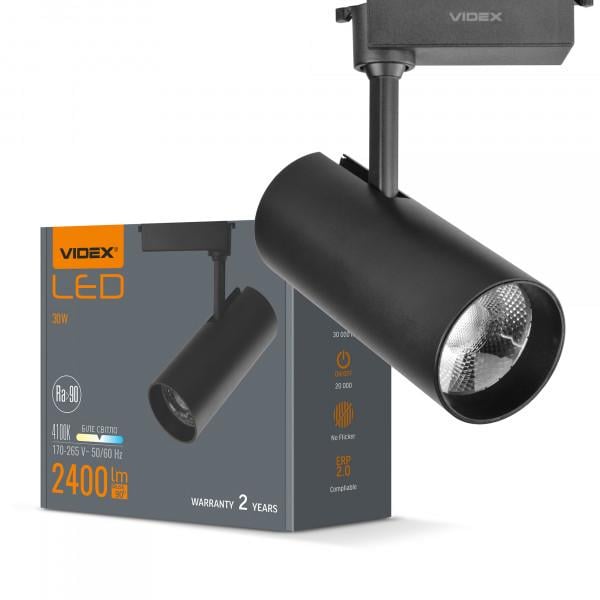 Прожектор трековий Videx 30W 4100K LED Чорний (2888543038)
