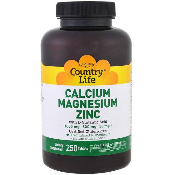 Мультимінеральний комплекс Country Life Calcium Magnesium Zinc 250 Tabs - фото 1