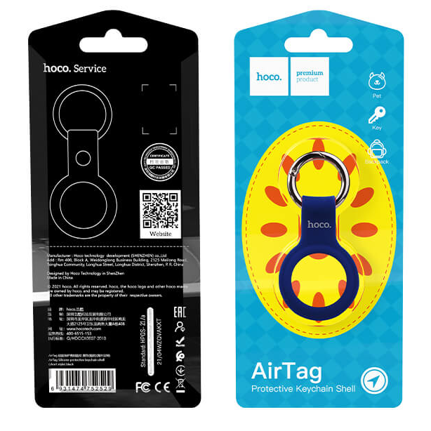 Чохол-брелок Hoco для Apple AirTag Silicone Protective Keychain Shell Short Style Navy Blue - фото 2