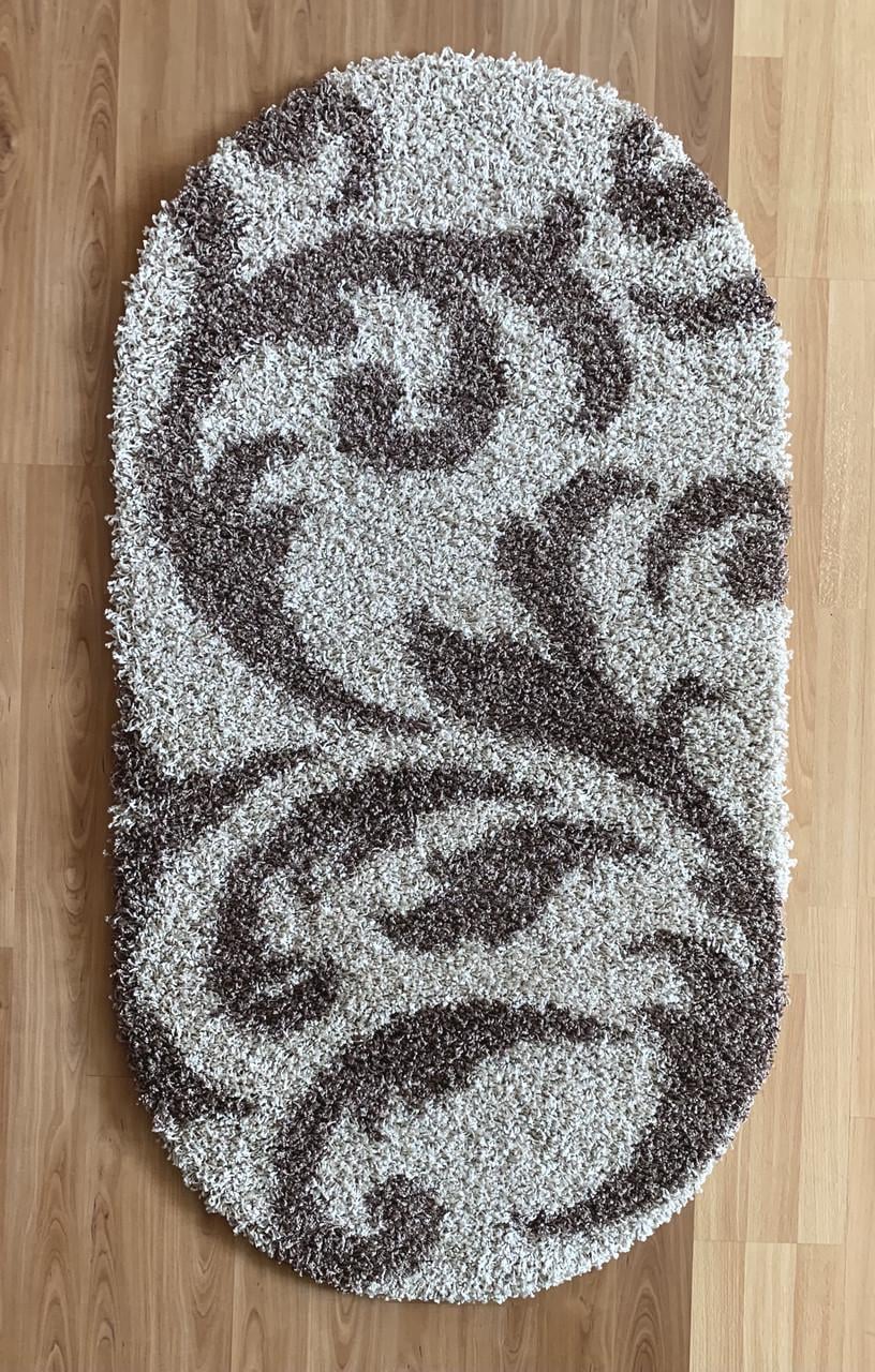 Ковер овальный высоковорсовый мягкий гипоаллергенный 200х300 см Beige (9161A)