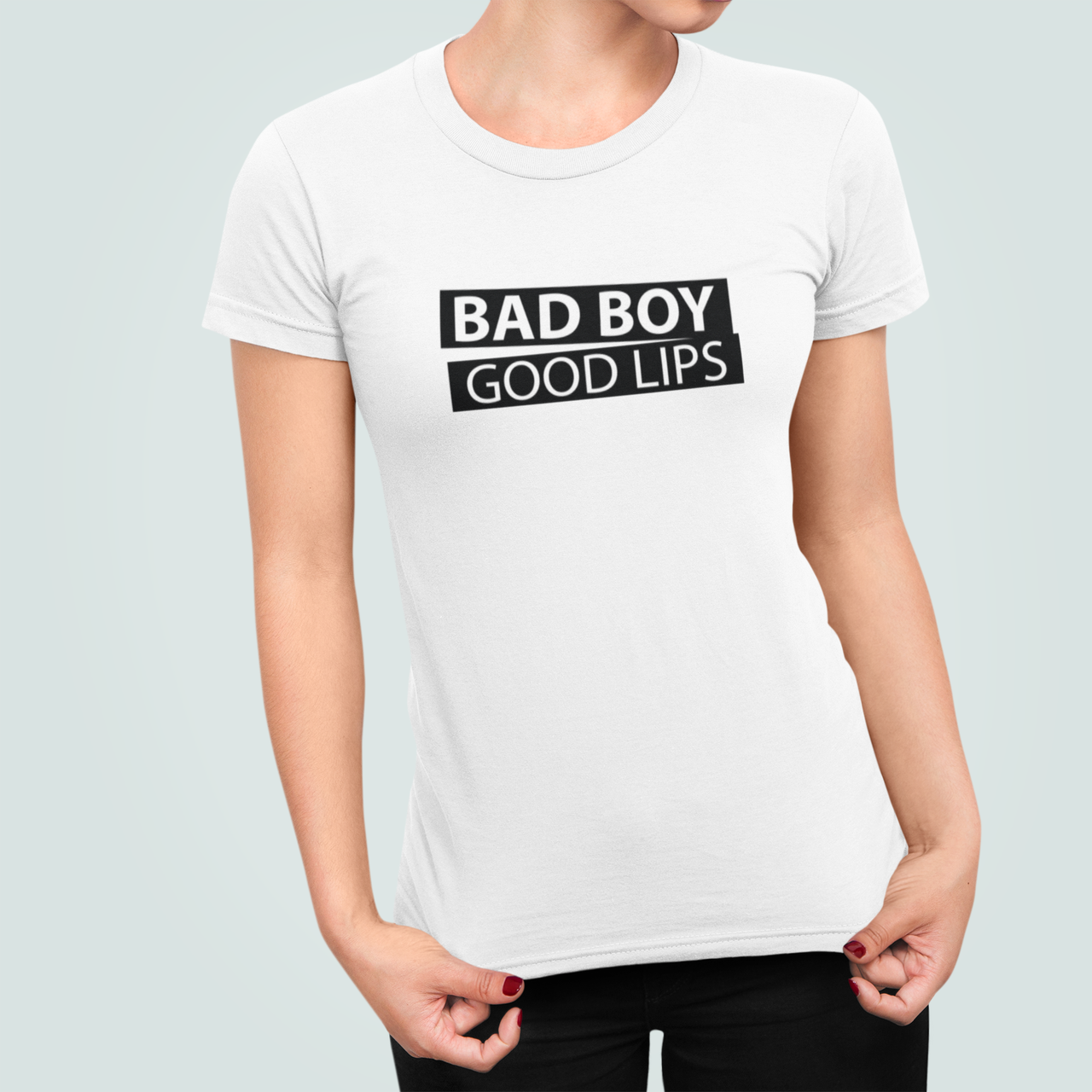Футболка женская Stedman с принтом "Bad boy good lips" L Белый (ПН425-8)