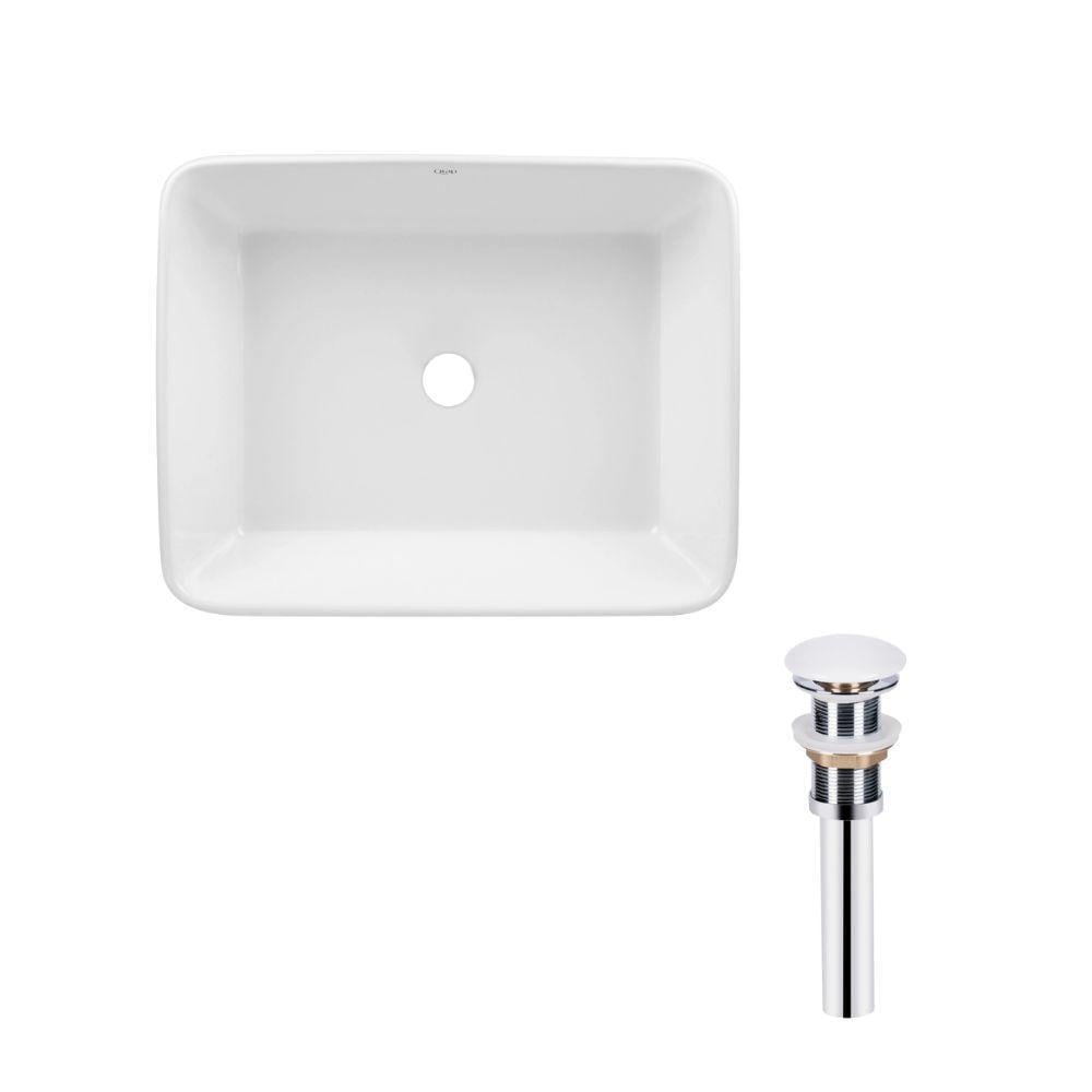Раковина Qtap Tern накладная прямоугольная 475х370х140 мм White/донный клапан PU02