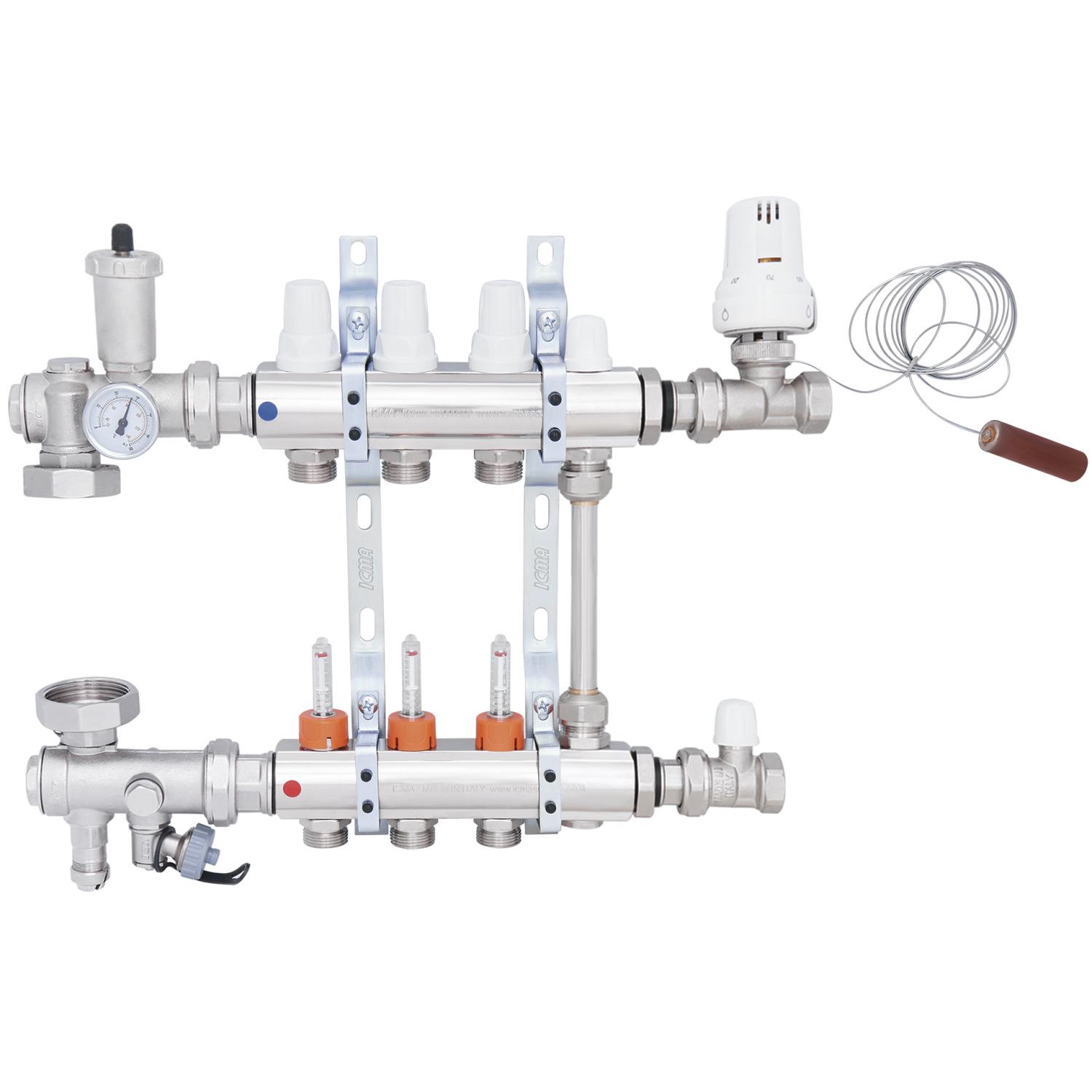Колектор для теплої підлоги ICMA A2K013APH06 3 контури з витратомірами 3/4"/3/4" (78600)